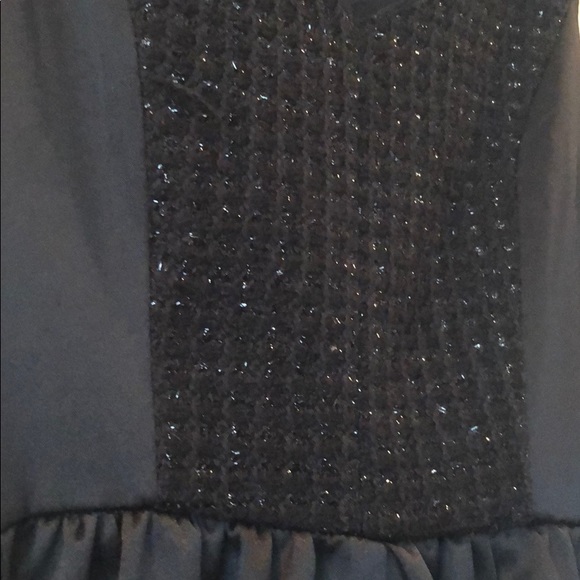 NWT! Black satin v-neck dress with sparkle knit - Picture 3 of 6